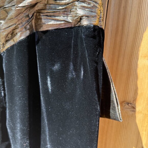 Vintage Dress 80s Black Velvet Gold Lame Fitted Formal Cocktail Sheath S - Picture 14 of 16